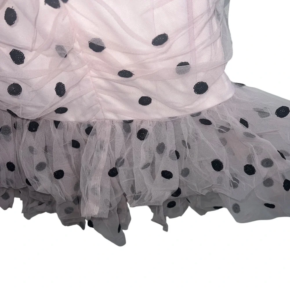NEW NWT Marchesa Notte Strapless Sequin Polka Dot Tulle Dress
